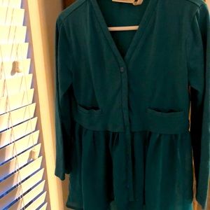 LOGO Littles Green Chiffon Hi Low Hem Tunic Top